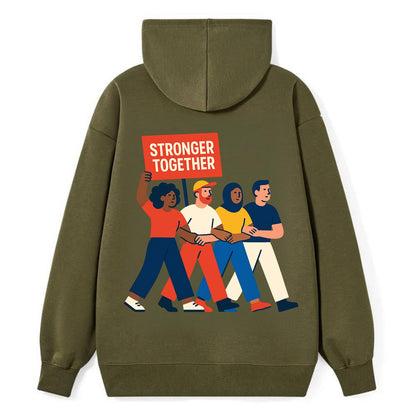 Peaceful protesters marching with linked arms - "Stronger Together" - - Classic Pullover Hoodie - ArmyGreen