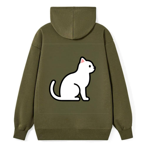 Domestic Shorthair - White classic flat side profile - Classic Pullover Hoodie
