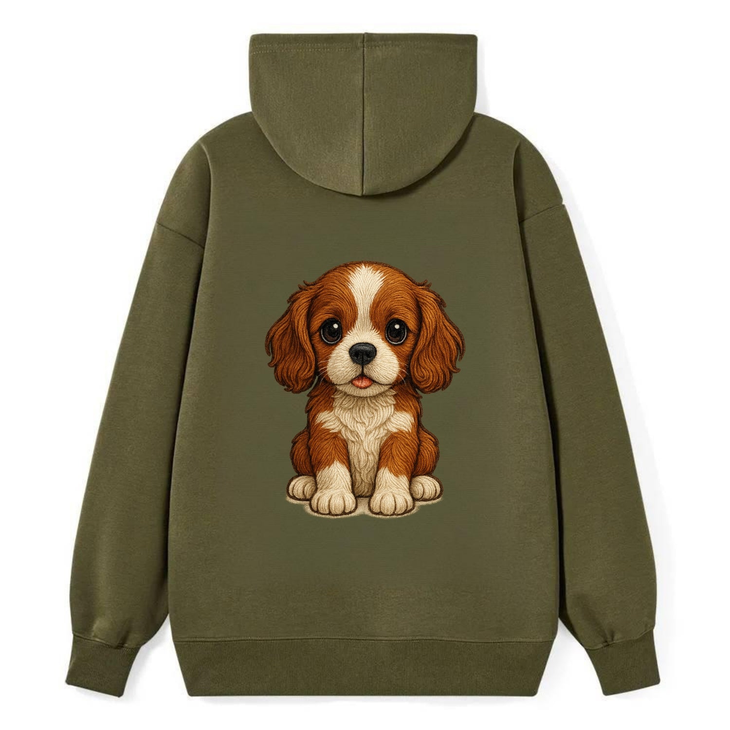 Baby Cavalier King Charles Spaniel Puppy - silky ears, gentle eyes, sweet - Classic Pullover Hoodie - ArmyGreen