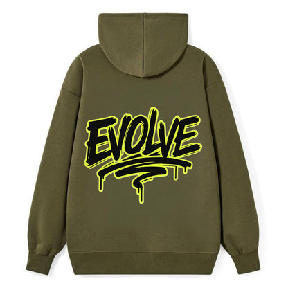Bold typography design - "EVOLVE" - changing, becoming better - Classic Pullover Hoodie - ArmyGreen