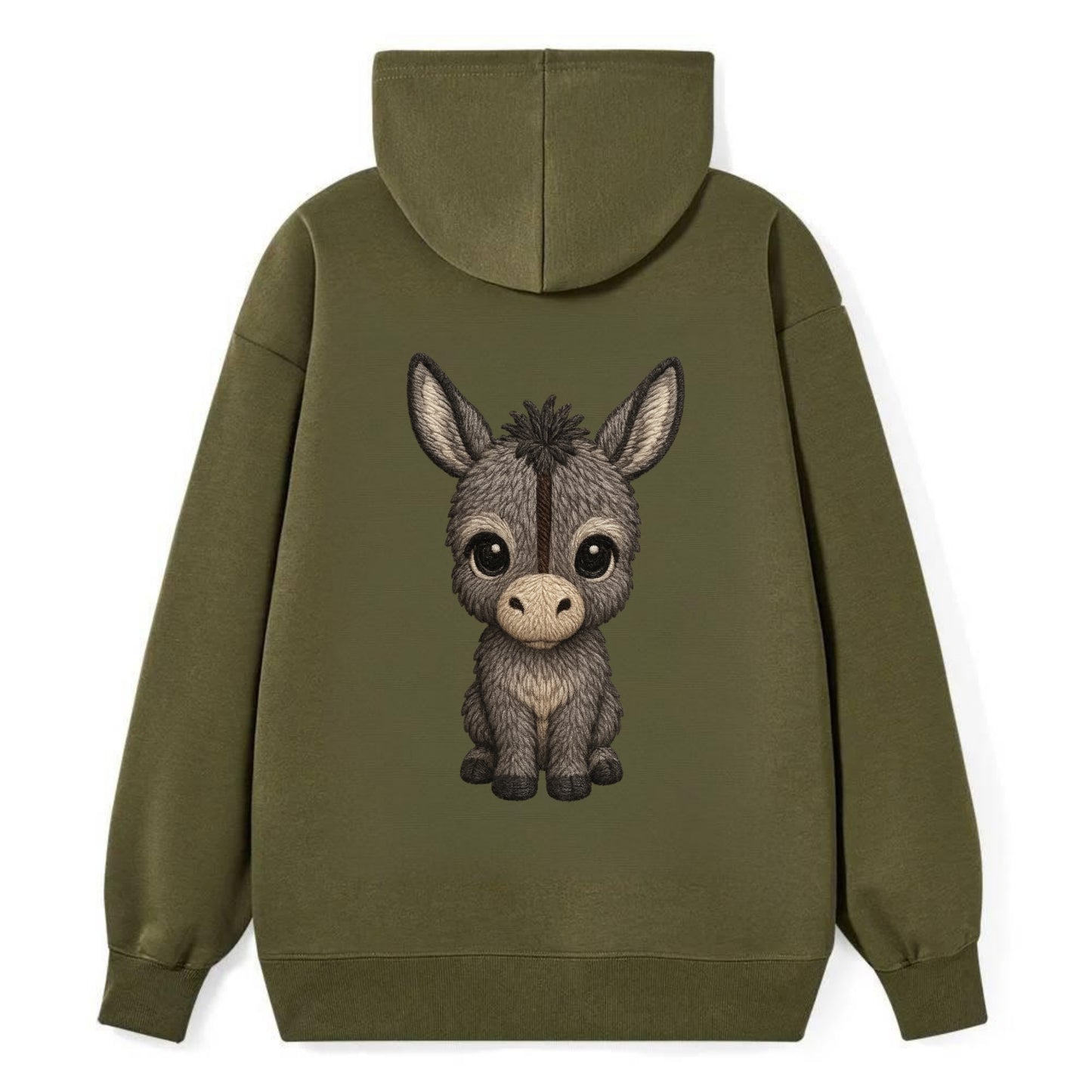 Baby Donkey Foal - gray fluffy, long ears, dark stripe, gentle eyes, - Classic Pullover Hoodie - ArmyGreen