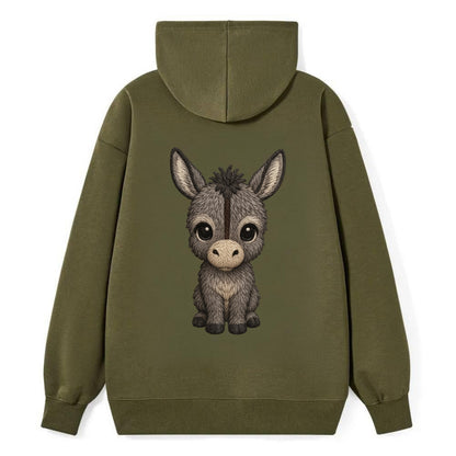 Baby Donkey Foal - gray fluffy, long ears, dark stripe, gentle eyes, - Classic Pullover Hoodie - ArmyGreen