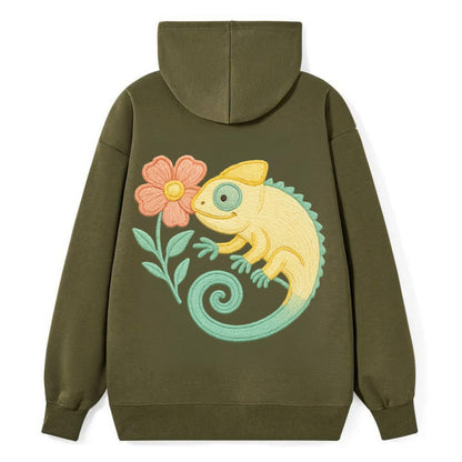 Yellow Chameleon - Classic Pullover Hoodie - ArmyGreen