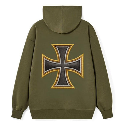 Teutonic Cross  - Classic Pullover Hoodie - ArmyGreen