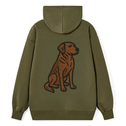 Chesapeake Bay Retriever - Brown wavy coat embroidered sitting pose - Classic Pullover Hoodie - ArmyGreen