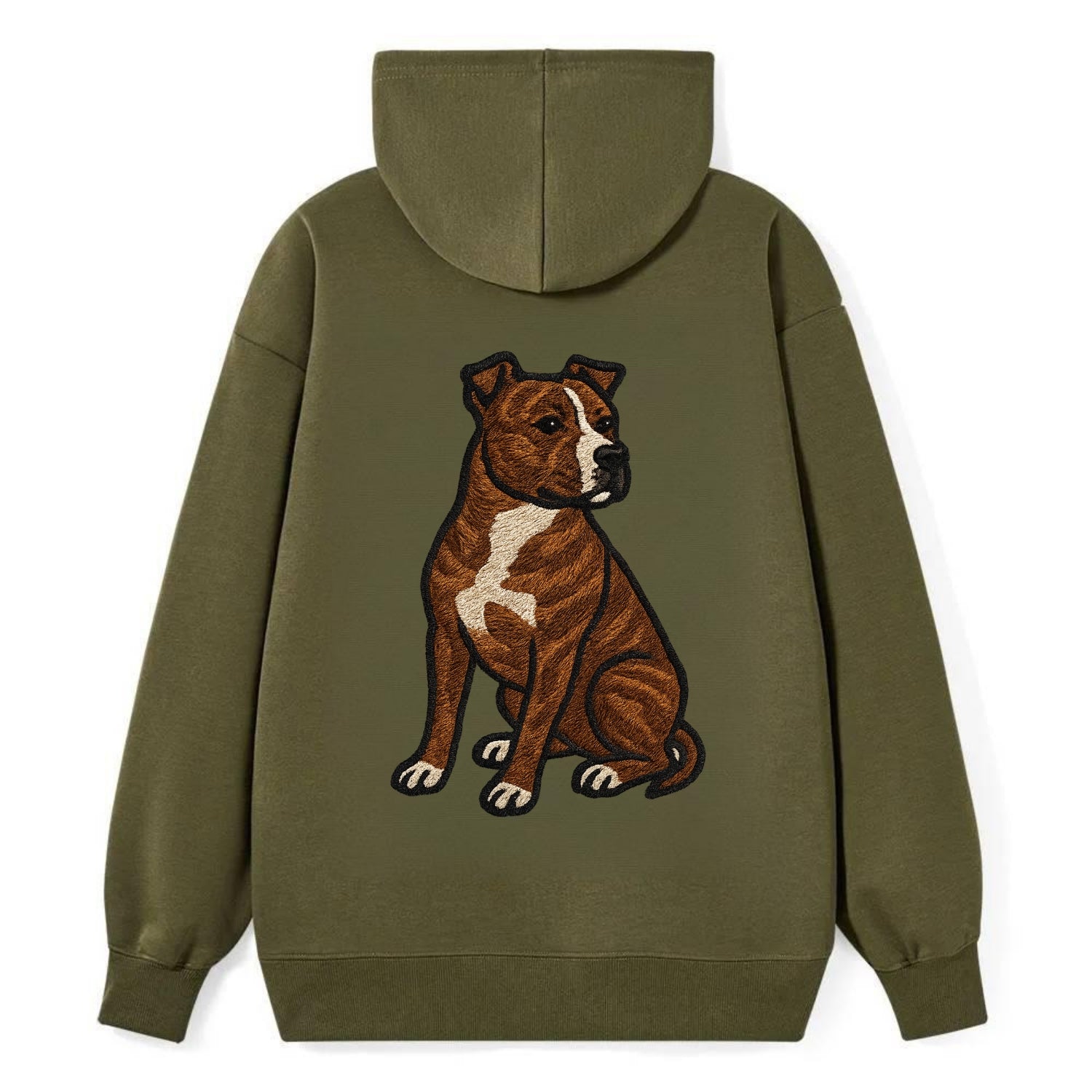 American Staffordshire Terrier - Brindle embroidered pose - Classic Pullover Hoodie - ArmyGreen