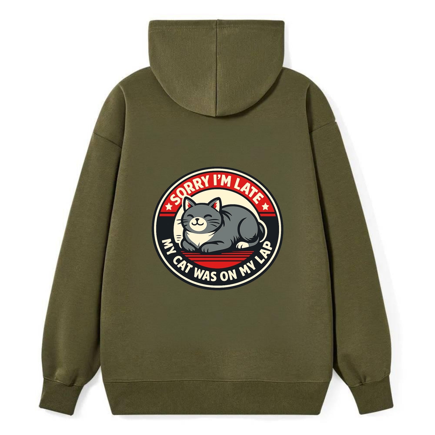 Charming Cat Loaf Excuse Emblem - Classic Pullover Hoodie - ArmyGreen