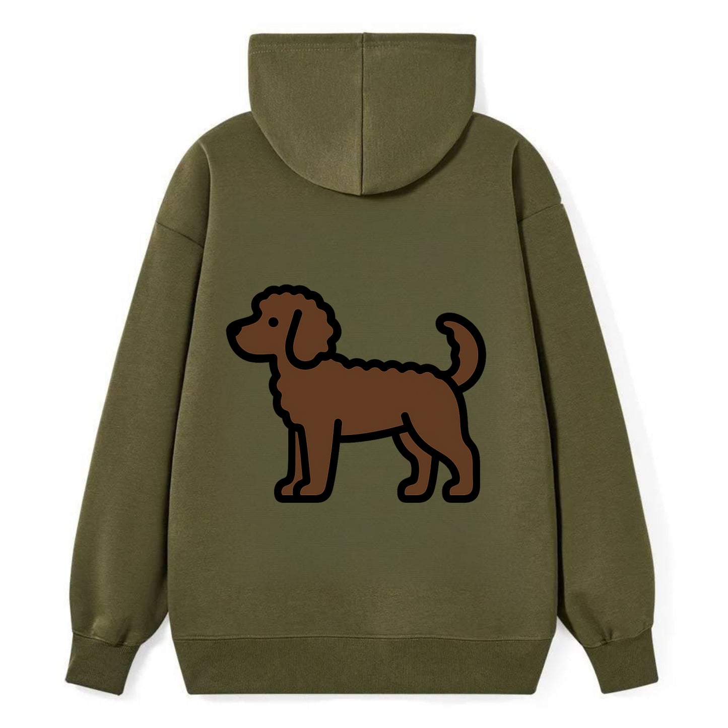 Labradoodle - Chocolate curly flat side profile - Classic Pullover Hoodie - ArmyGreen