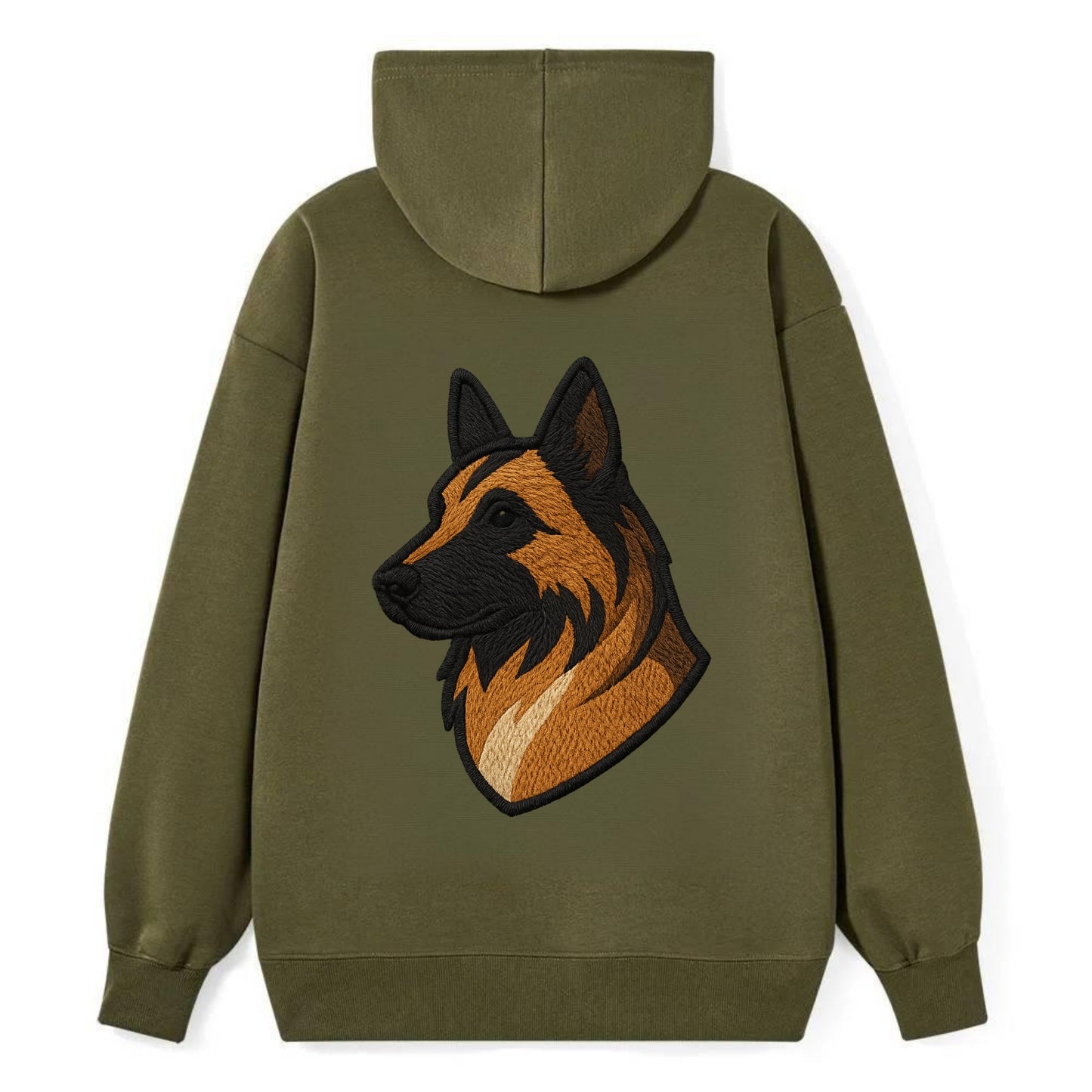Belgian Tervuren - Fawn with black overlay embroidered design - Classic Pullover Hoodie - ArmyGreen