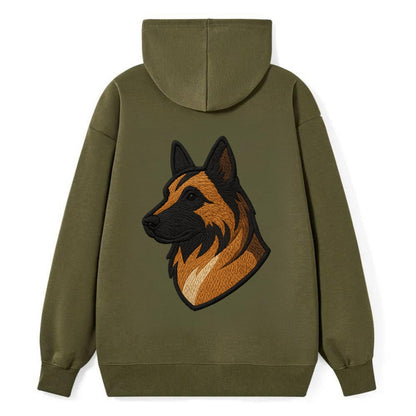Belgian Tervuren - Fawn with black overlay embroidered design - Classic Pullover Hoodie - ArmyGreen