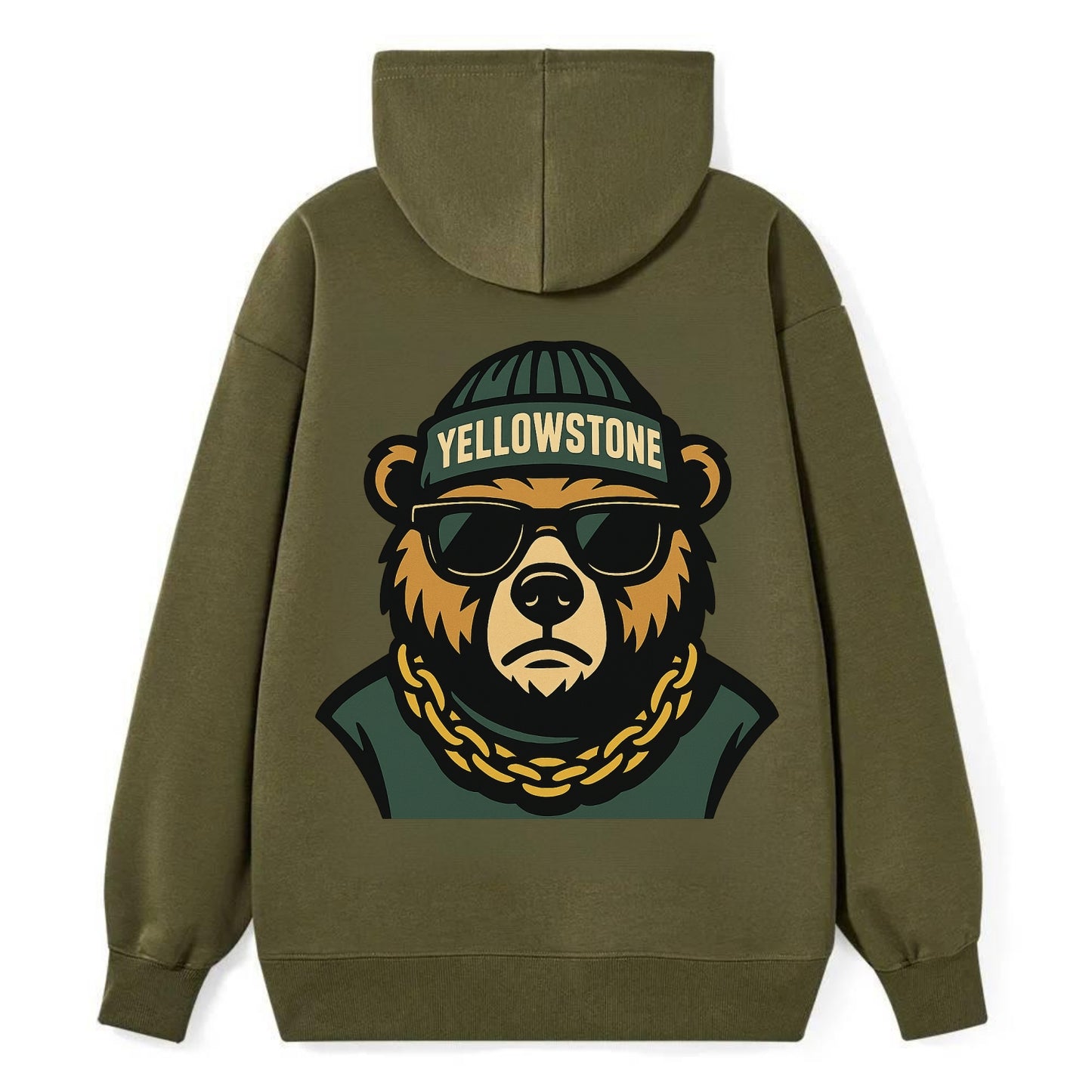 Yellowstone Bear - Classic Pullover Hoodie - ArmyGreen