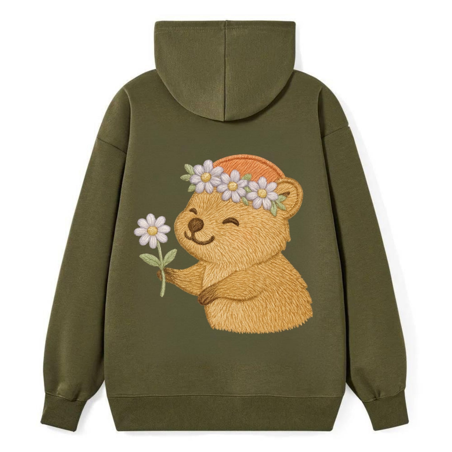 Quokka Daisy Chain - Classic Pullover Hoodie - ArmyGreen