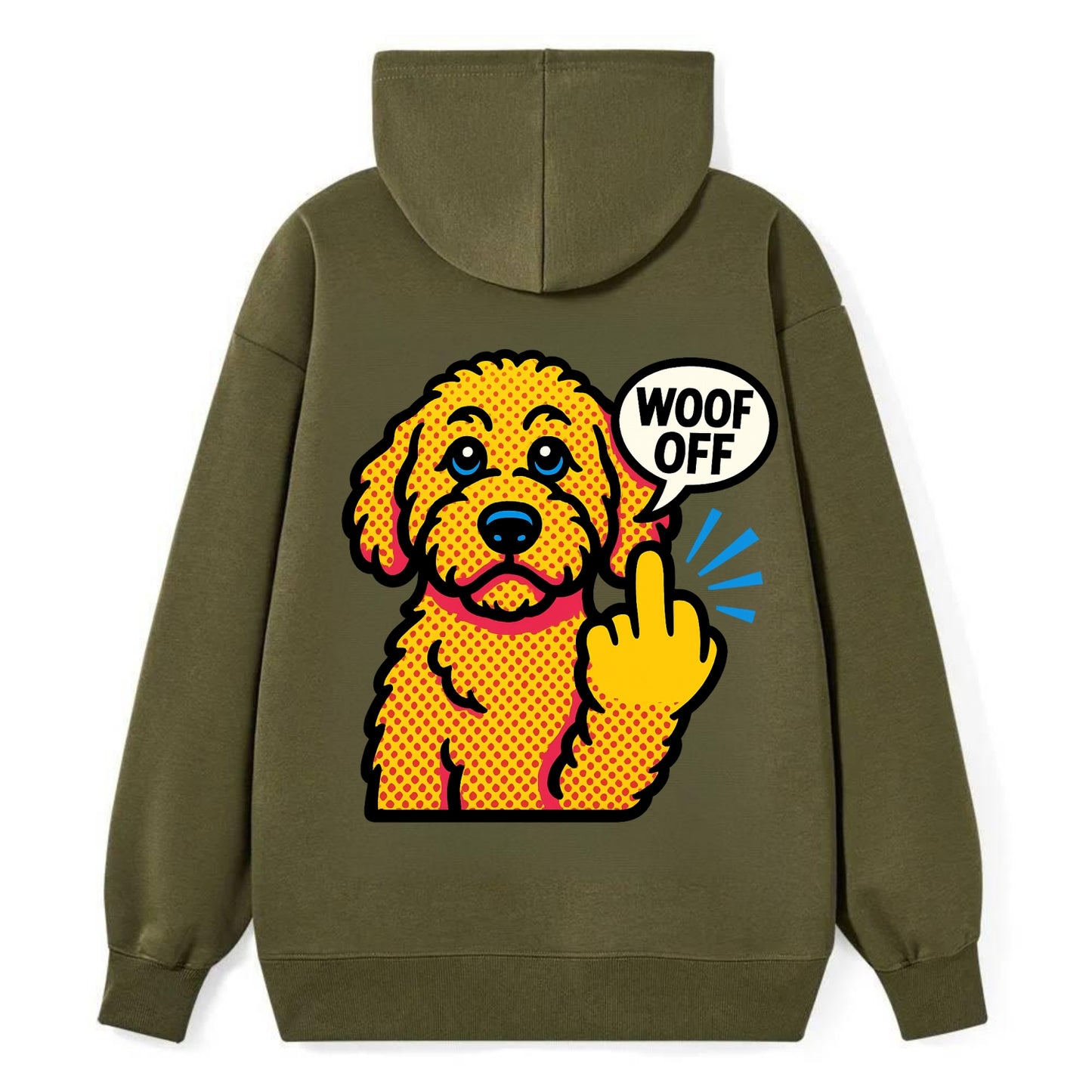 Goldendoodle with teddy bear face and curly golden coat, friendly paw - Classic Pullover Hoodie - ArmyGreen