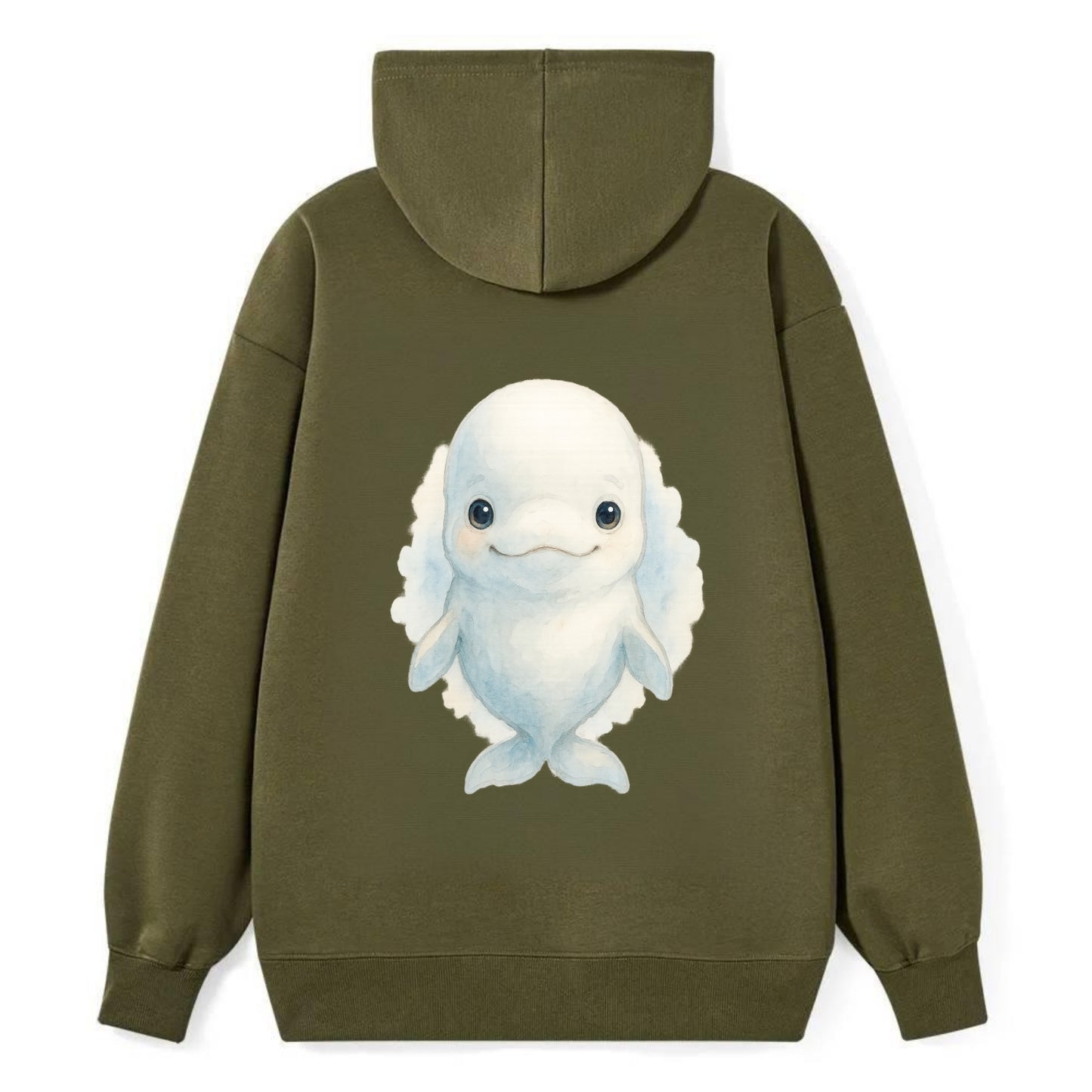 Baby Beluga Whale - pure white, rounded forehead, small eyes with big - Classic Pullover Hoodie - ArmyGreen