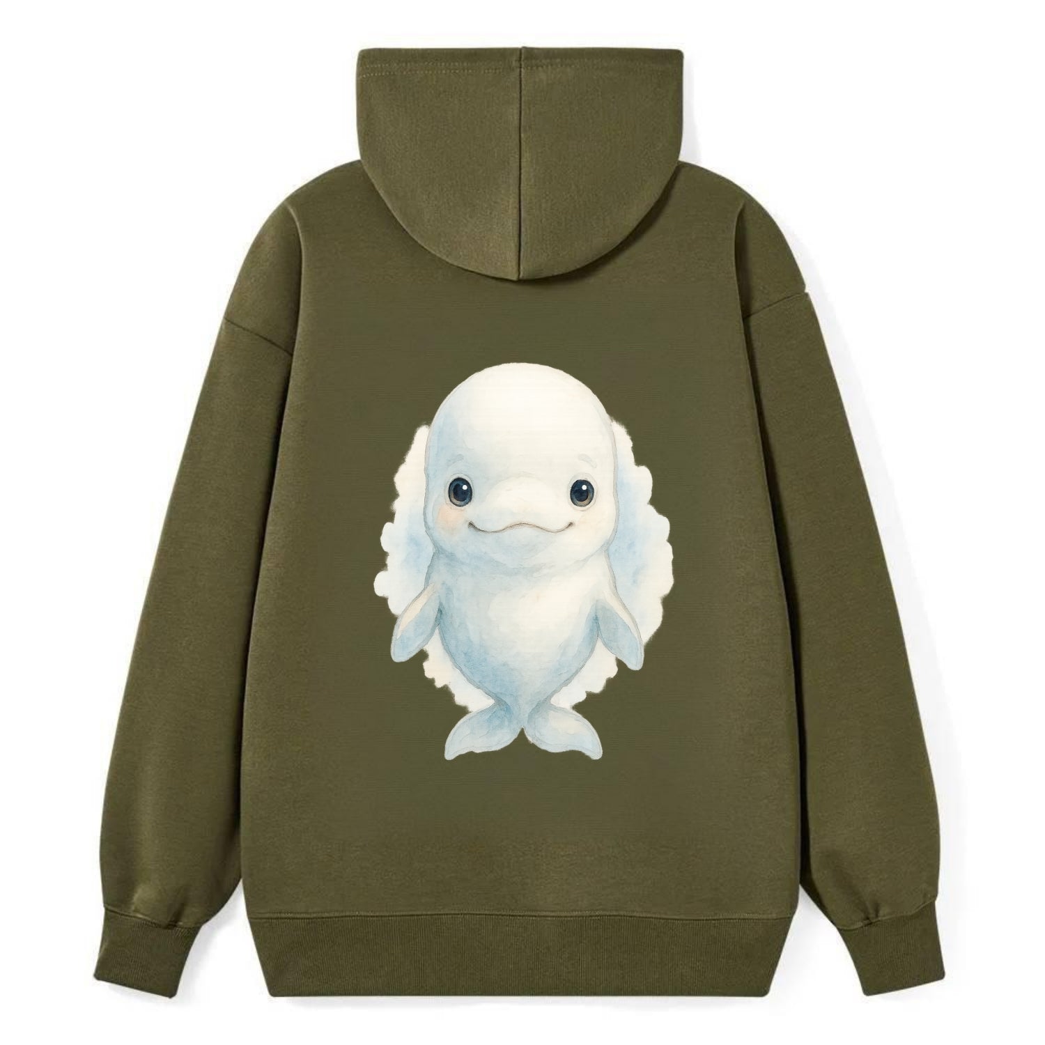 Baby Beluga Whale - pure white, rounded forehead, small eyes with big - Classic Pullover Hoodie - ArmyGreen