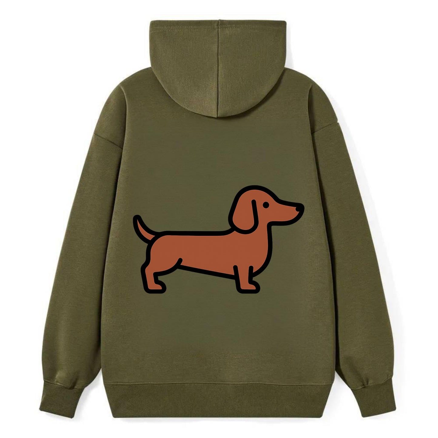 Dachshund - Red/brown smooth flat side profile - Classic Pullover Hoodie - ArmyGreen