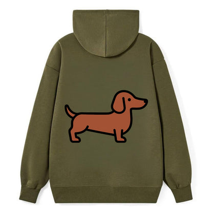 Dachshund - Red/brown smooth flat side profile - Classic Pullover Hoodie - ArmyGreen