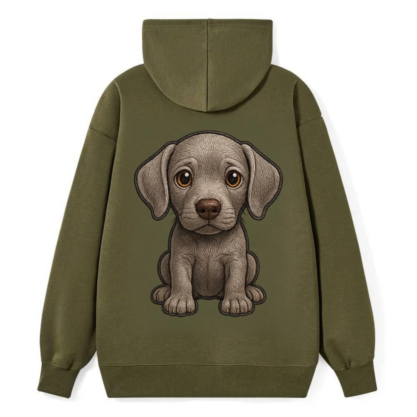 Baby Weimaraner Puppy - silver-gray coat, amber eyes, sleek body, - Classic Pullover Hoodie - ArmyGreen