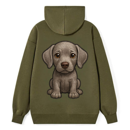 Baby Weimaraner Puppy - silver-gray coat, amber eyes, sleek body, - Classic Pullover Hoodie - ArmyGreen