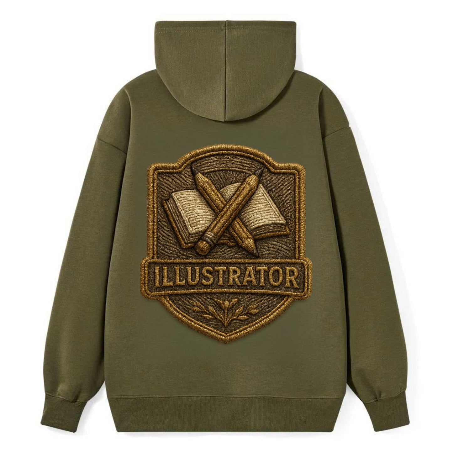 Pencils and sketchbook - illustrator badge - Classic Pullover Hoodie - ArmyGreen