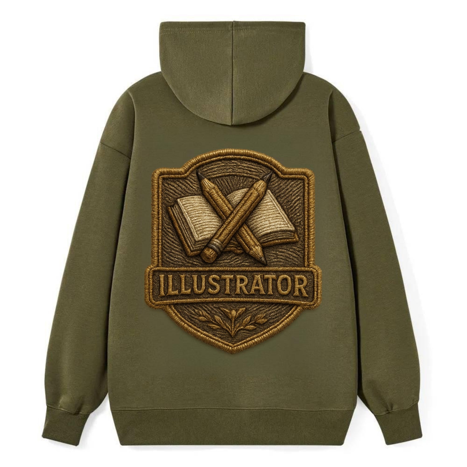 Pencils and sketchbook - illustrator badge - Classic Pullover Hoodie - ArmyGreen