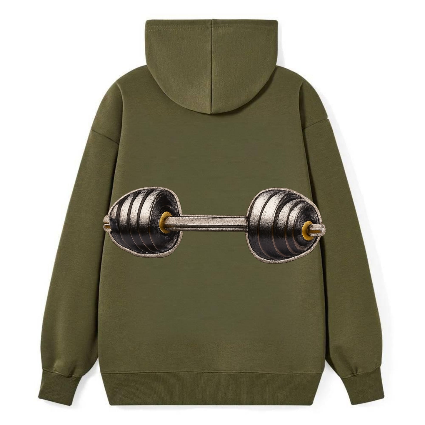 WEIGHTLIFTING BARBELL - heavy barbell with plates in silver and black , - Classic Pullover Hoodie - ArmyGreen