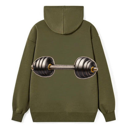 WEIGHTLIFTING BARBELL - heavy barbell with plates in silver and black , - Classic Pullover Hoodie - ArmyGreen