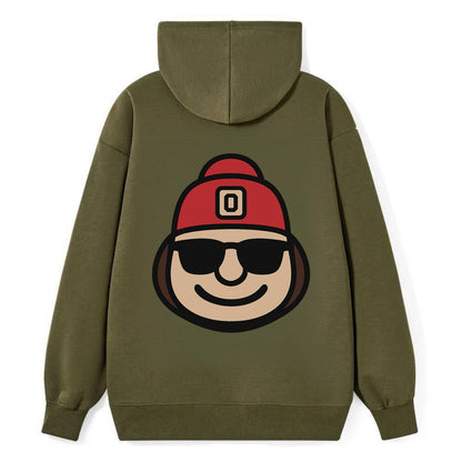 Columbus Brutus wearing Ohio State beanie with Block O patch - Classic Pullover Hoodie - ArmyGreen