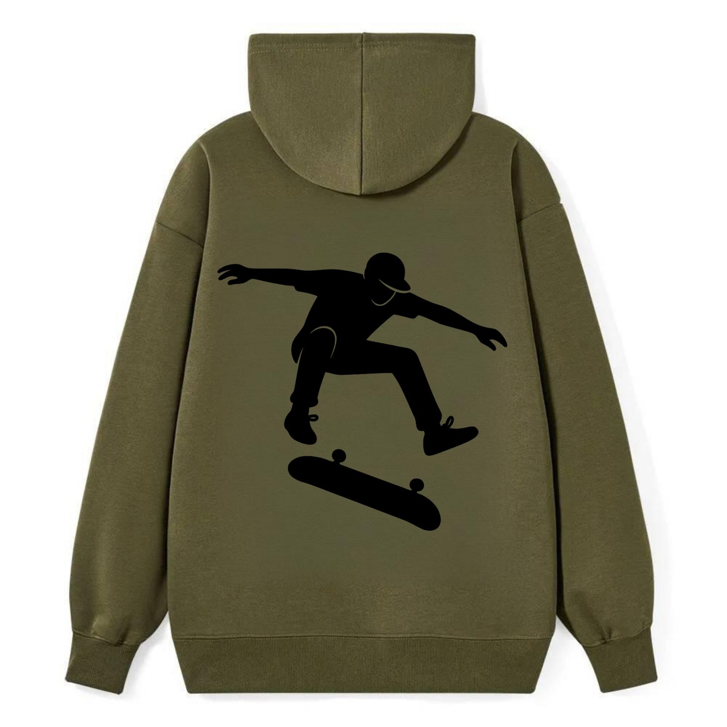 Skateboarder doing kickflip trick - Classic Pullover Hoodie - ArmyGreen