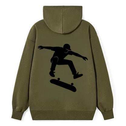 Skateboarder doing kickflip trick - Classic Pullover Hoodie - ArmyGreen