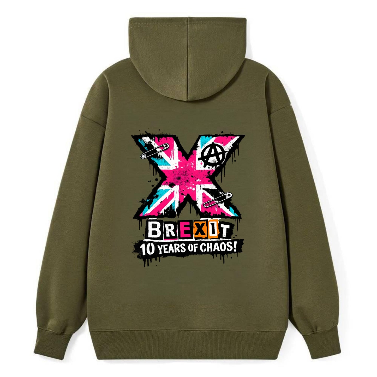 X YEARS | Roman numeral X massive | Union Jack fill pattern | Bold - Classic Pullover Hoodie - ArmyGreen