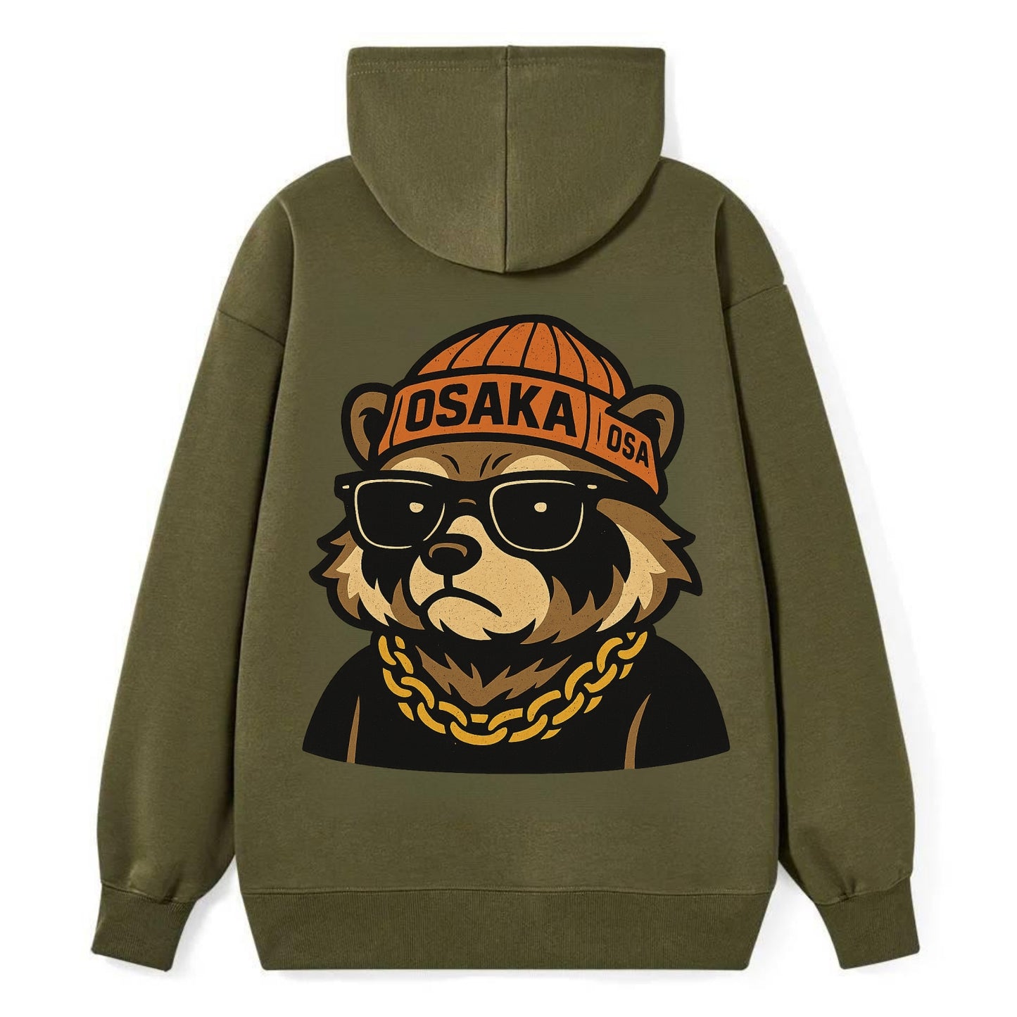 Osaka Tanuki - Classic Pullover Hoodie - ArmyGreen