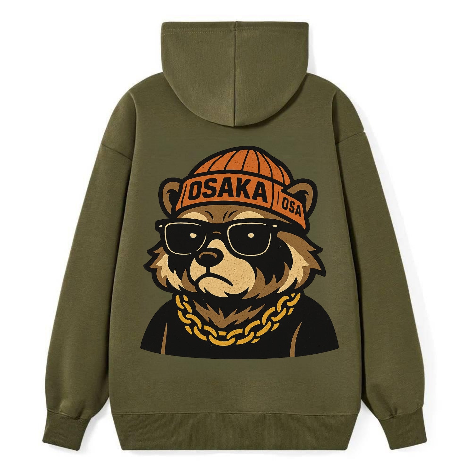 Osaka Tanuki - Classic Pullover Hoodie - ArmyGreen