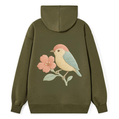 Peach Flowerpecker - Classic Pullover Hoodie - ArmyGreen