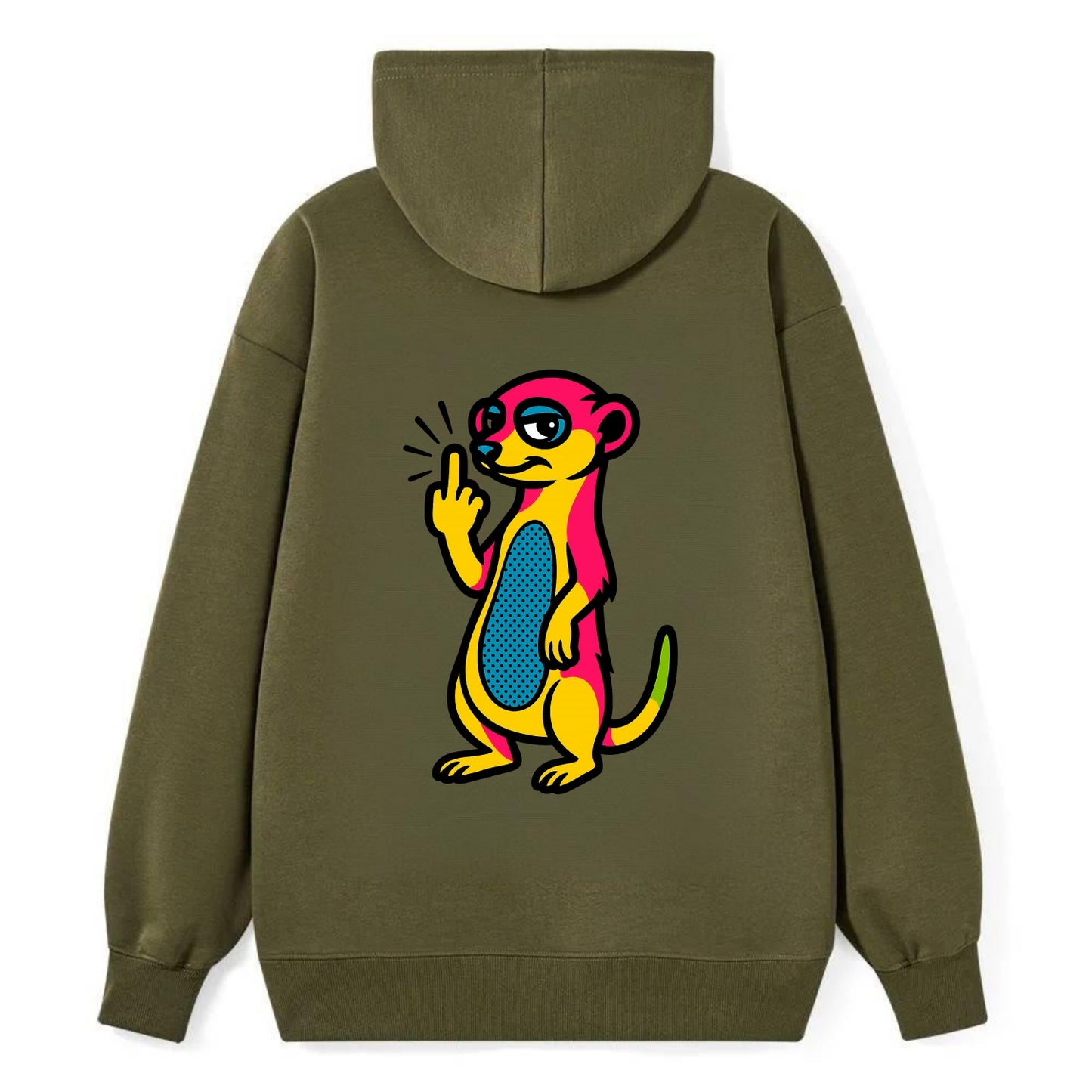 cute meerkat standing guard on hind legs, one front paw raised in sassy - Classic Pullover Hoodie - ArmyGreen