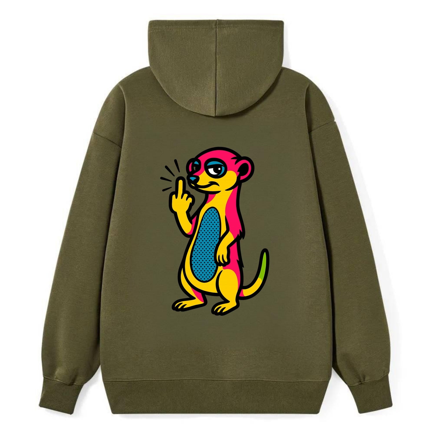 cute meerkat standing guard on hind legs, one front paw raised in sassy - Classic Pullover Hoodie - ArmyGreen
