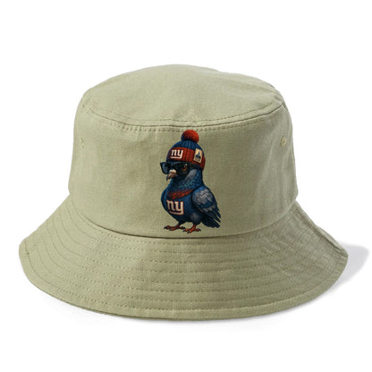 Manhattan Pigeon wearing Giants beanie with Empire State patch and wayfarer sunglasses - Bucket Hat - Army Green