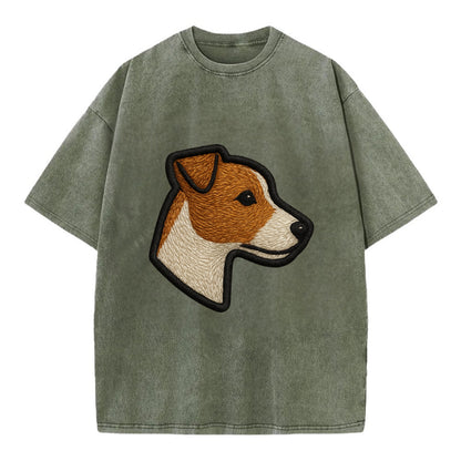 Jack Russell Terrier - Modern small terr - Vintage T-shirt - Army Green