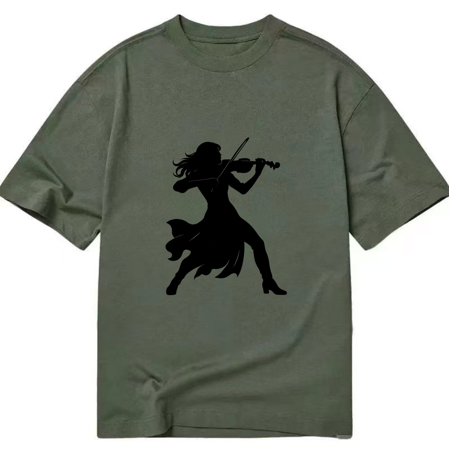 Violinist performing dramatic pose - Classic T-shirt - Army Green