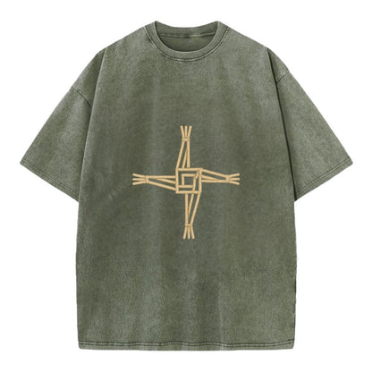 Saint Brigid's Cross  - Vintage T-shirt - Army Green