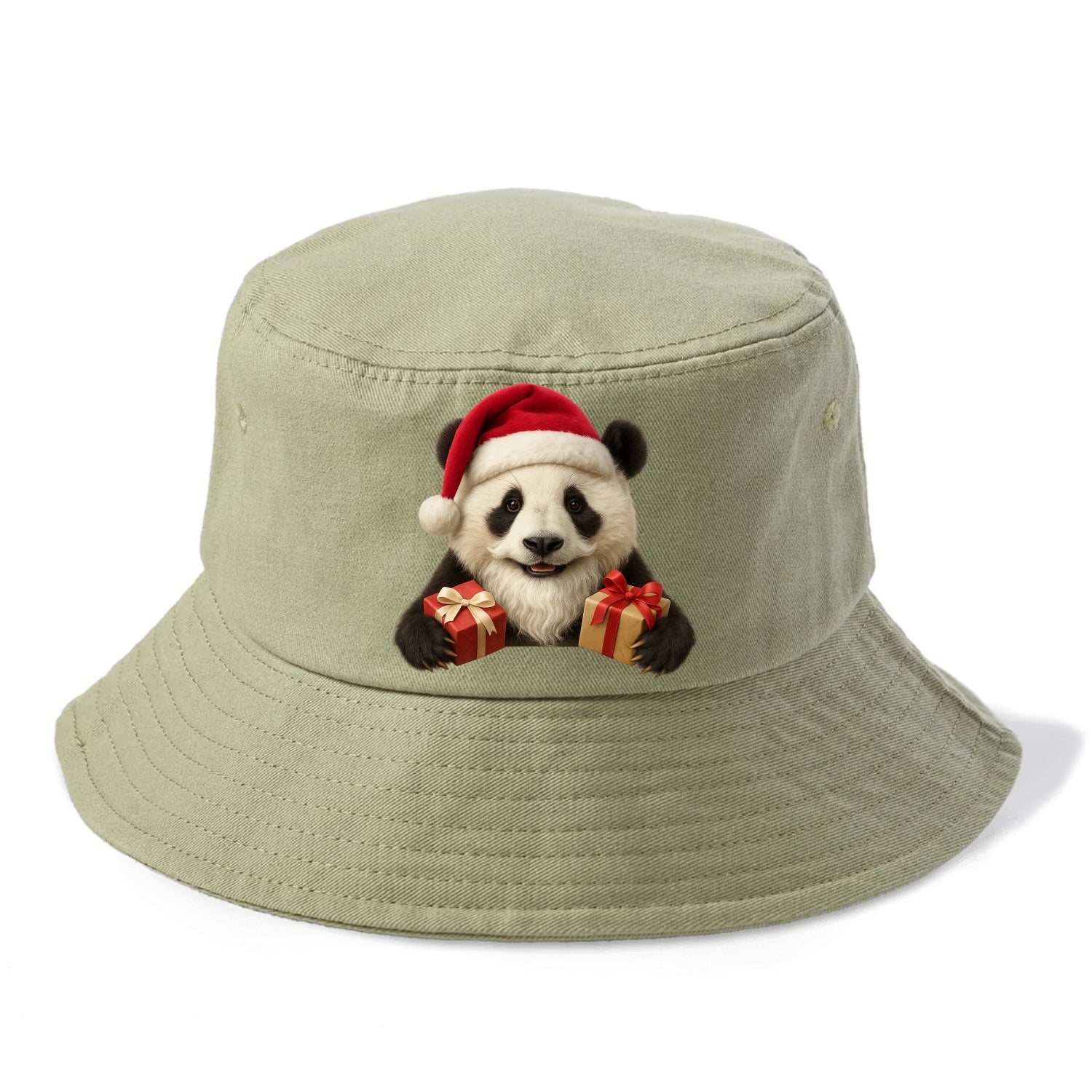 Santa Panda  - Bucket Hat - Army Green