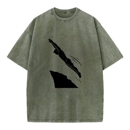 Cliff diver perfect form - Vintage T-shirt - Army Green