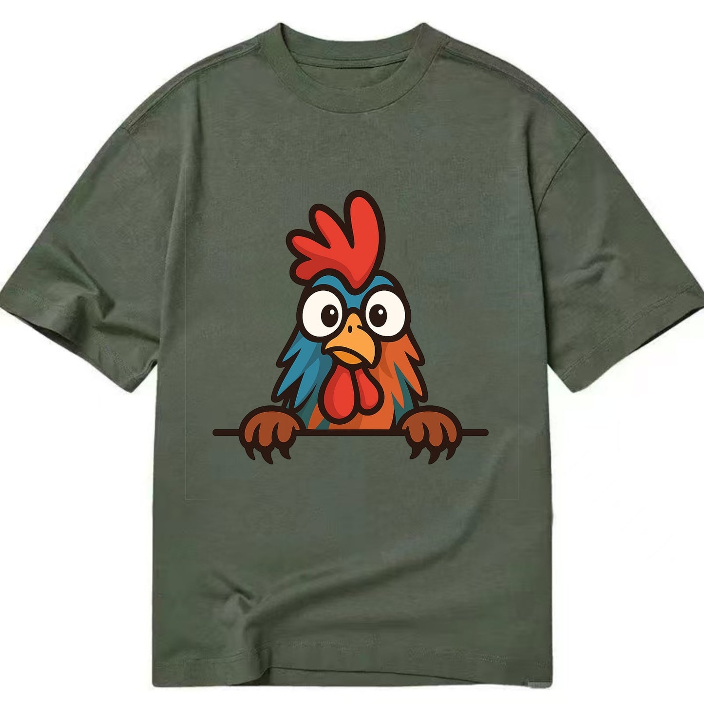 Rooster  - Classic T-shirt - Army Green