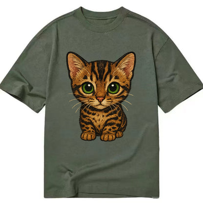 Baby Bengal Kitten - spotted/marbled wild coat, green eyes, athletic build, - Classic T-shirt - Army Green