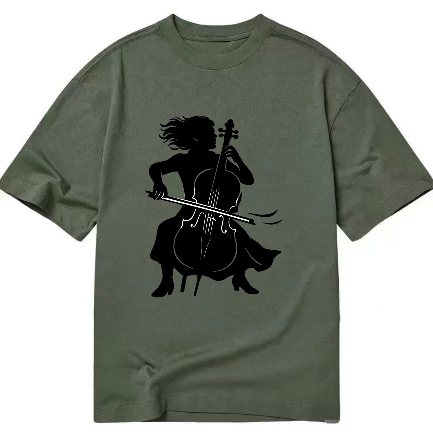 Cellist performing emotional solo - Classic T-shirt - Army Green