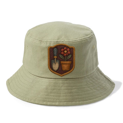 Garden trowel with flower pot - gardener badge - Bucket Hat - Army Green