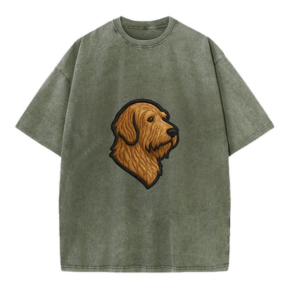 Otterhound - Trendy shaggy hound logo wi - Vintage T-shirt - Army Green