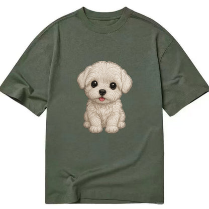 Baby Maltese Puppy - pure white silky coat, black button eyes, tiny nose, - Classic T-shirt - Army Green