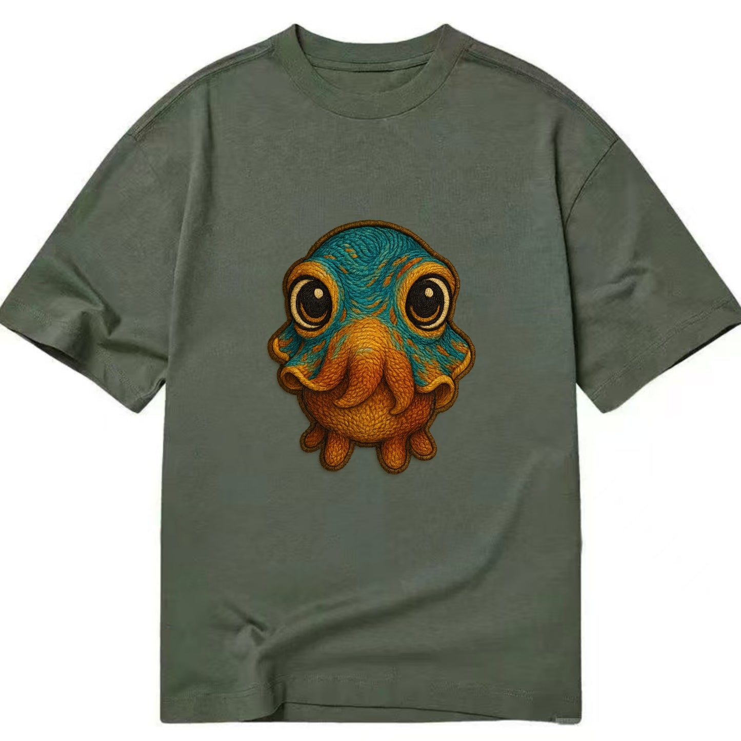 Baby Cuttlefish - color-changing skin, W-shaped pupil, front-facing, hypnotic cute - Classic T-shirt - Army Green