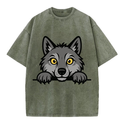 Wolf  - Vintage T-shirt - Army Green